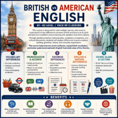 5-lesson course - British vs American English (B1–B2)