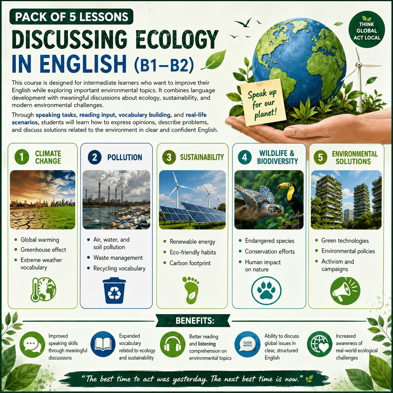 5-lesson course - Discussing Ecology in English (B1–B2)