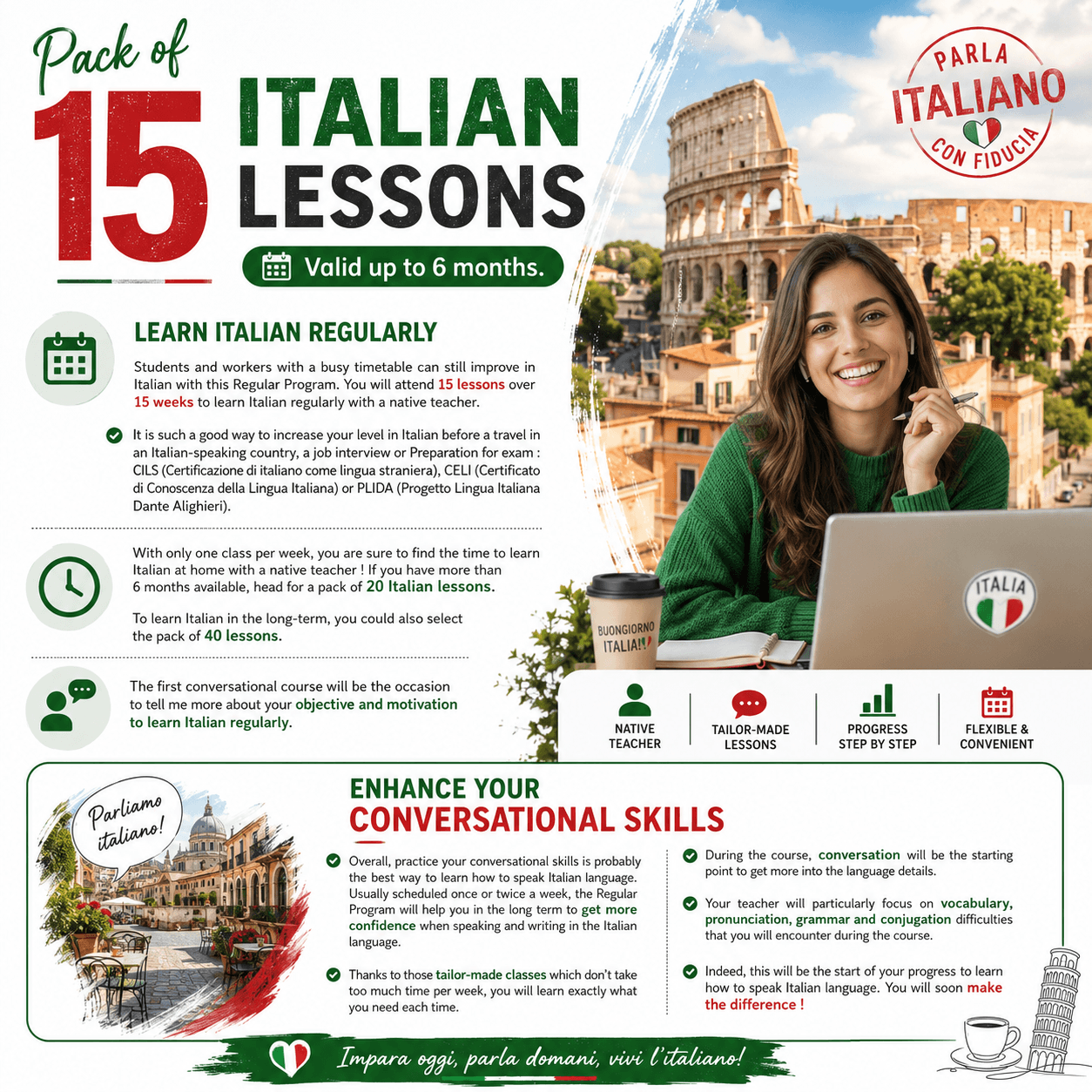 15-lesson course - Italian Regular Program
